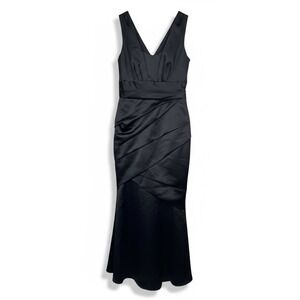 David's Bridal Black Satin Sleeveless Trumpet Gown Formal Dress NWT Size 6